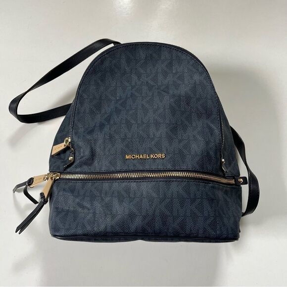 Michael Kors Rhea Medium Blue Logo Backpack - Picture 4 of 15